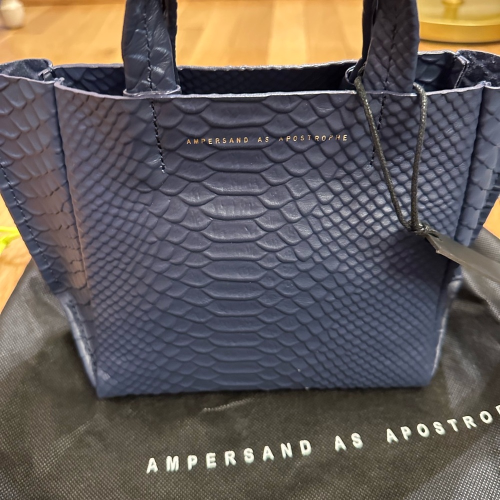 Ampersand As Apostrophe Navy Python Mini Tote NWT - Picture 6 of 6